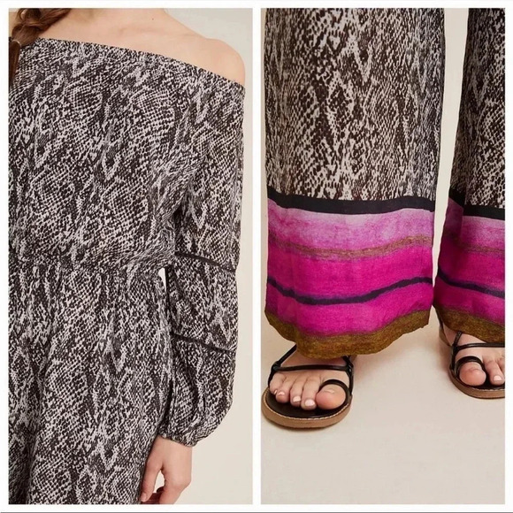 Anthropologie blank snake off shoulder romper - Picture 2 of 9